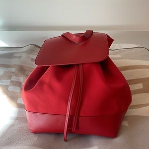 Mansur Gavriel- Large leather/canvas backpack in red
